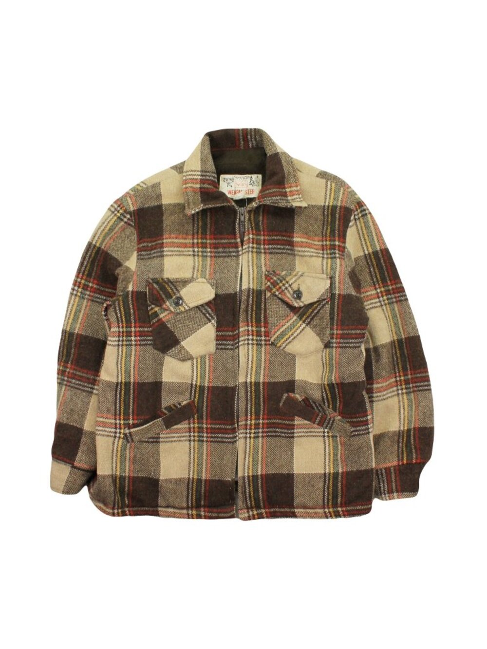 Vintage Sears Wearmaster Sherpa Lined Wool Plaid Jacket L